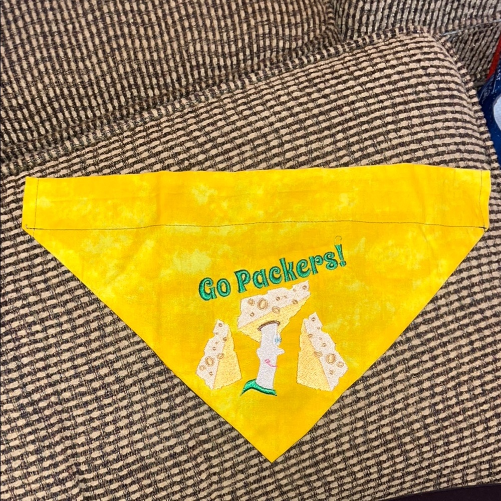 Yellow 'Go Packers!' Dog Bandana